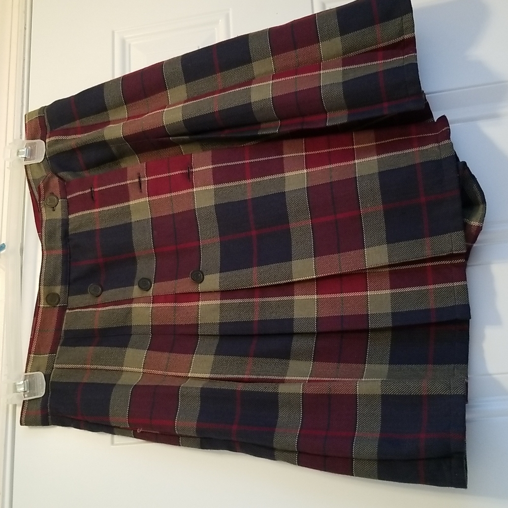 Plaid Multicolor Navy Blue/Wine/Olive Green Skort